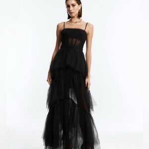Black Tiered Corset Gown by BCBG